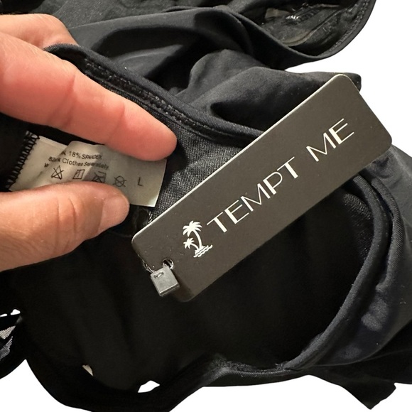 Tempt Me women's size large one piece sheer black bathing suit, nwt - Picture 3 of 5